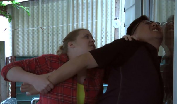 Doing this scene, in fact. One of the most satisfying scenes for me to perform 20 times.